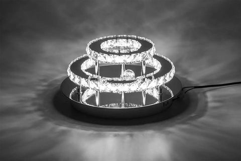 Crystal Chandeliers Modern Round Flush Mount LED Ceiling Light With K9 Crystals Chrome Finish 11.8 Inch Diameter Cool White 6000K