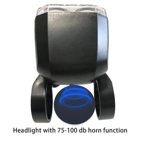 Ride Ready Electric Bike Front Light Mount On Handlebar With 3 Pin Female Waterproof Connector LED Headlight For 24V 36V 48V 60V Ebike Controllers All Weather Durable Bike Light With Yellow Plug, headlight with horn function