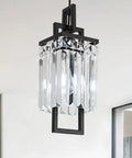 Modern Black Pendant Light Fixture For Kitchen Island And Dining Area With Crystal Shade Industrial