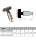 Heavy Duty Spring Loaded Pull Pin With Rock Solid Welded Steel Core Black T Handle Lever Knob for 3/8 Inch size technical dimensions.