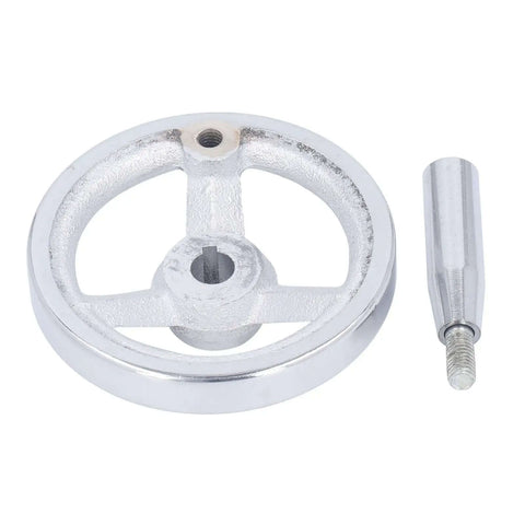 Lathe Hand Wheel 100mm 3 Spoke With Revolving Handle Cast Iron Chrome Plated For Milling Lathe And Grinding Machines.