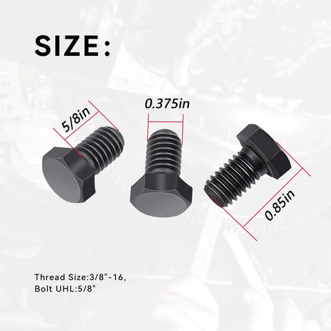Torque Converter Bolts 3/8-16 By 5/8 Inch Pack Of 3 For TH350 TH400 Flex Plates, black steel bolts with size labels