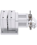 Handy 3mm Aluminum Pneumatic Vise Clamps With 40kg Force For CNC Drilling Grinding And Engraving Tasks Quick Connect Air Fixture, side view showcasing air fittings.