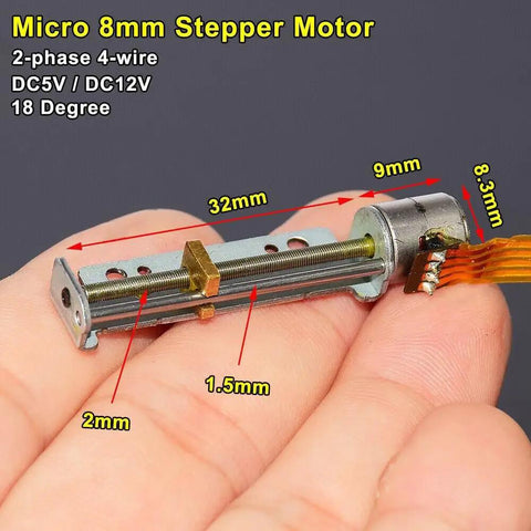 Precision 8mm Stepper Motor With Smooth Screw Shaft Linear Actuator For Robots And Diy Builds held in hand, showcasing size and details.