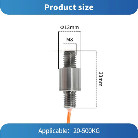 Compact Pull Rod Load Cell Sensor For Tension And Compression Ultra Precise 0.2% Accuracy 0-10 kg Range Small Footprint And Easy Mount For Scales And Tests In Tight Spaces, stainless steel, M8, 33mm