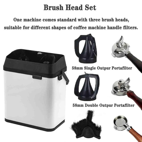 Pro Grade Portable Electric Portafilter Cleaning Machine And Espresso Knock Box With Triple Scrapers Plus Brush Head for various filters.