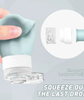 Leak Proof 3oz Travel Bottles TSA Approved Refillable Silicone Containers for Toiletries BPA Free shown in use