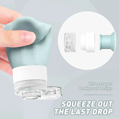 Leak Proof 3oz Travel Bottles TSA Approved Refillable Silicone Containers for Toiletries BPA Free shown in use