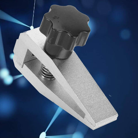 Push-Pull Force Fixture Clamp For Tensile Testing, 500N stainless steel with adjustable knob visible on blue background