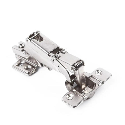 165 Degree Cold Rolled Steel Door Spring Hinge for Cupboard Cabinet Soft Close Clamp, metallic close-up