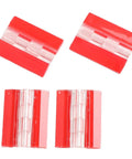 Crystal Clear Acrylic Hinges 4 Pack 1.37 x 1.77 Inch for mini cabinets, with red background and 275 degree rotation.