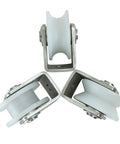 Three Heavy Duty Groove Track Wheels For Sliding Doors And Barn Doors With 304 Stainless Steel Bracket And Nylon Castor.