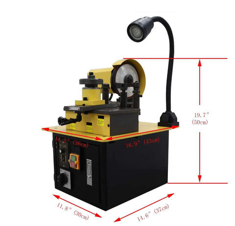 Pro Grade Electric Saw Blade Sharpener For Welding And Hacksaw Teeth With Built In LED Lamp and Premium Diamond Grinding Wheel.
