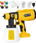 Cordless HVLP Paint Sprayer Compatible With Twenty Volt Batteries Brushless Motor Copper Nozzle Fast Rinse Design, yellow spray gun with multiple tips.