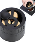 Game Changing Wdt Espresso Distribution Tool With Ten Precision Stainless Steel Needles Tailored For 51mm 53mm 54mm And 58mm Portafilters showing aluminum handle and steel needles.