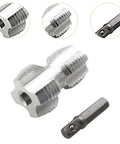 Heavy Duty Steel Pipe Threader Set With Ergonomic Grips Knock Out Stubborn Threading Tasks Quick Using 4 Piece Pvc Water Tools, aluminum threading head and hex shank.