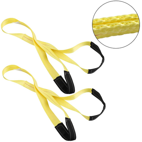4-pack yellow nylon lifting straps, 6 ft by 2 in, with reinforced black loop ends