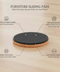 No Sweat Easy Glide Round PE Plastic Furniture Sliders For Standard Chair And Sofa Legs On Hard Floors Black Glide Pads