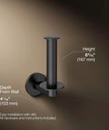Vertical Toilet Paper Holder Built For Real Life, Premium Metal Build, Easy-Access No-Fuss Style, showing dimensions