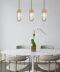 Three Pack Gold Crystal Pendant Lights Set for Kitchen Island and Hallway Sparkling Crystal Beads Easy Install Ceiling Hanging Fixtures Warm Ambient Glow Modern Gold Finish Durable and Stylish Home Lighting