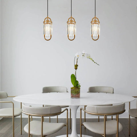 Three Pack Gold Crystal Pendant Lights Set for Kitchen Island and Hallway Sparkling Crystal Beads Easy Install Ceiling Hanging Fixtures Warm Ambient Glow Modern Gold Finish Durable and Stylish Home Lighting