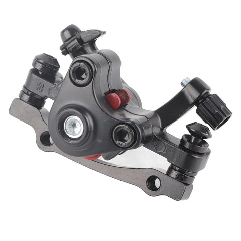 Close-up of a black caliper from Mechanical Disc Brake Kit With Front And Rear Calipers 160mm Rotors Levers Cables And Hardware