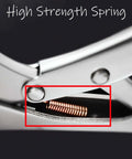 Close-up of spring mechanism in Beefy 11 Inch Locking Pliers Spring Loaded Action Anti Rust One Handed Operation Heavy Duty Vise Grips.