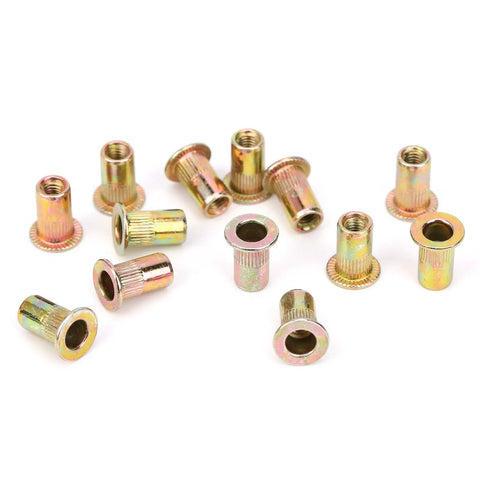 200 Piece Zinc Colored M3 Rivet Nut Fastener Kit With Threaded Inserts For Metal Panels And Pipes Galvanized Finish For Oxidation Resistance And Durable Heavy Duty Hardware Fittings For DIY Projects, assorted M3 steel rivet nuts