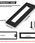 Two Pack Black Square Recessed Flush Door Pulls For Cabinets And Drawers, 4.53 By 1.77 Inches Zinc Alloy Flat Hatch Handles dimensions