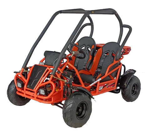 125Cc Go Kart Spyder GKT125-9 Off Road Beast with air cooled engine, three speed forward neutral reverse, LED headlights, red