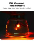 20 Pack Three Quarter Inch LED Marker Lights 3rd Gen Round Mini Amber Red Clearance Lights submerged in water showcasing IP68 waterproof