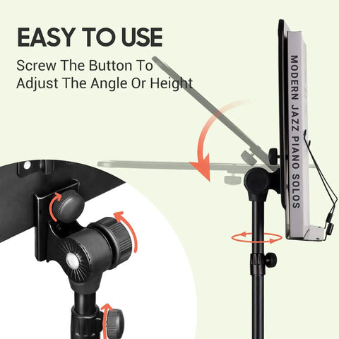 Adjustable Height Metal Sheet Music Stand Featuring Roomy Recording Tray And Portable Carry Bag Built Tough For Road Ready Artists Seeking Zero Fuss Performance
