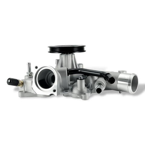 Heavy Duty Water Pump With Seal Gasket For Jeep Wagoneer And Ram 1500 Ace Direct Swap 5.7 Liter V8 Motor side view showing connections