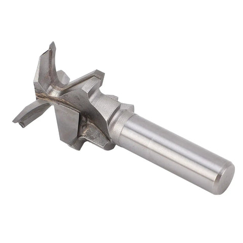 Solid Wood Tongue And Groove Router Bit With 3 Flutes For Perfect Cabinet Making Cuts Featuring Innovative Arc Design, close-up view.