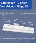 2 Pack Lippert Compatible Trailer Door Hinge RV Door Hinge RV Entry Door Friction Hinge Assembly 6 Leaf White features