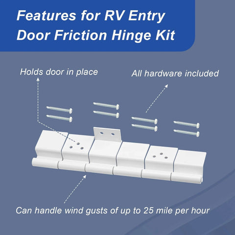 2 Pack Lippert Compatible Trailer Door Hinge RV Door Hinge RV Entry Door Friction Hinge Assembly 6 Leaf White features