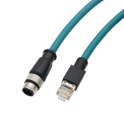 Ethernet M12 D Coded To RJ45 Cable 4 Pin Plug And Play Profinet Network 1 Meter for Keyence SICK Machine Vision Sensors Barcode Readers