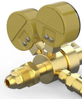 YesWelder argon CO2 welding regulator with dual gauges and CGA580 inlet, brass finish.