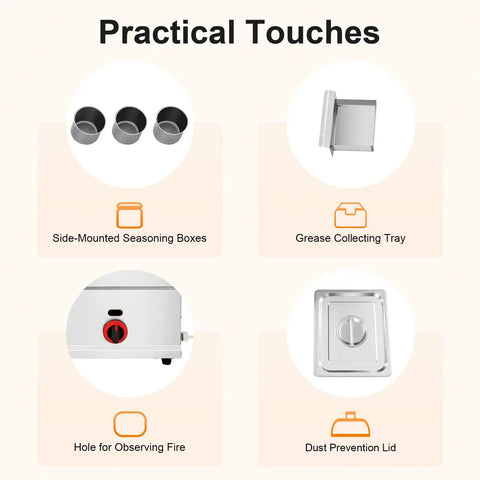 Pro Grade 6L Commercial Gas Deep Fryer With Dual Temperature Control Stainless Steel features practical touches like a grease tray.