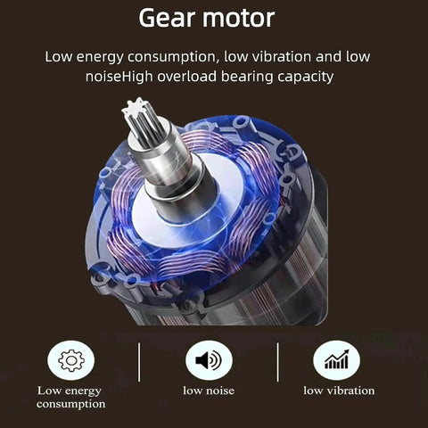 Pro Grade Stainless Steel Sugar Coating Machine Featuring Adjustable Rotating Drum For Chocolate And Candy Making Automatic Tablet Coating Dryer Quick Heat Dissipation gear motor close-up showing low energy consumption, low noise, and low vibration features.