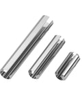 Pro Grade Stainless Steel Spring Pins 304 Cylindrical Cotter Dowel Set, three sizes for alignment in wood and metal