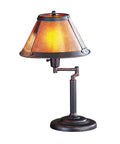 Rust Finish Table Lamp With Mica Glass Shade, Vintage Swing Arm Desk Light, One Light Fixture, 18 Inch Height And 11.5 Inch Base