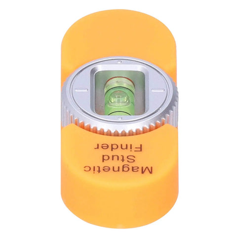 Jauarta Stud Finder with Builtin Level Gauge, Compact Design (Orange) showing level gauge and magnetic design from top view.