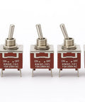 Heavy Duty Toggle Switch On Off 2 Pin SPST 15A 250VAC With Silver Contacts Brown Plastic Terminal Rocker For Control Panels, Appliances, And Industrial Equipment, side view