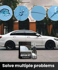 Windshield Crack Repair Kit for Cars, Easy DIY Glass Repair Fluid Resin to Fix Chips and Small Cracks in 20 to 30 Minutes, Upgraded 2025 Windshield Repair Tool Set box with car illustration.