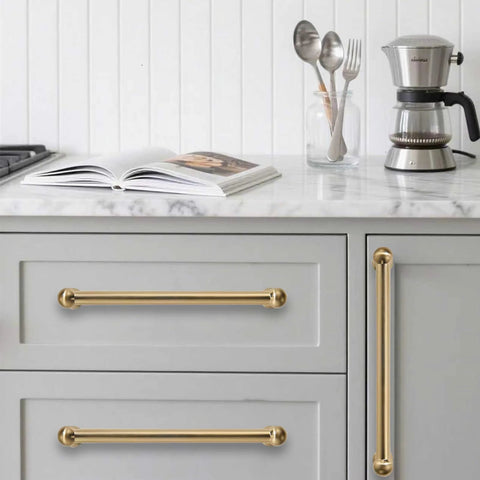 Champagne Bronze Cabinet Pulls 10 Pack For Drawers And Cabinets With Satin Brass Finish 5 Inch Hole Center on kitchen drawers