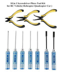 10 In 1 RC Tools Kit Box Set With Screwdrivers Pliers Hex Wrenches And Box Spanners For Helicopters And Multirotors Pro Grade Steel