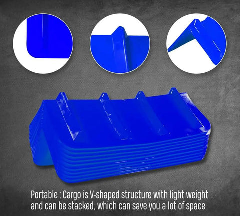 Built Tough 10 Pack Blue V Shaped Corner Protectors Heavy Duty Wide Wing Edge Guards 8X8X24 Inch HDPE stackable truck cargo stabilizers