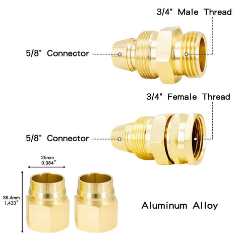Heavy Duty Garden Hose Repair Kit For Five Eighths Inch Hoses With Aluminum End Fittings Male And Female Connectors Washers