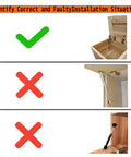 Correct and incorrect installation of Two Pack Soft Close Toy Box Hinges With 100N Gas Strut for toy chests and storage boxes.
